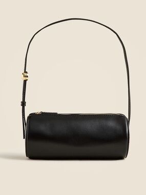 J. Crew Black Cylinder Mini Shoulder Bag with Gold Hardware